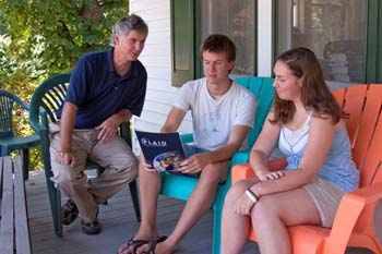 Weingartner Professor Tierney consults with Fellows Peter Bergen '10 and Ashley Ingram '11