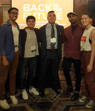 <b>At the conference (left to right):</b> Aakash Saraf '19, Patrick Canteros '20, Noah Kim '19, Professor Benedito Ferrão, and Emma Shainwald '20.