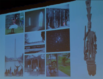 Items reviewed at the "charrette": Note the Yoruba caryatid at the right, with the three-tier corona element that was incorporated into the design and logo of the National Museum of African American History and Culture.