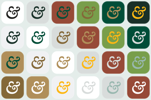 A series of colored squares with different contrasting colors of the W&M ampersand inside