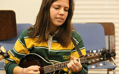A student plays Mandolin