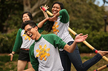 Members of the Filipino-American Student Association performing a dance in the Sunken Garden