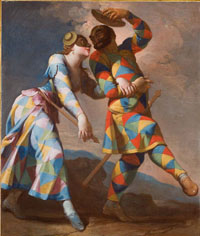 Giovan Domenico Ferretti (1692-1768), Harlequin and his Lady, n.d., Oil on canvas, The Haukohl Family Collection