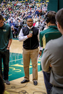 Abdul-Saboor broadcasting from Kaplan Arena.