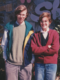 Angleberger and Bell met in the Caf at W&M. They both worked in the graphics department at the Flat Hat. Photo courtesy of Cece Bell '92