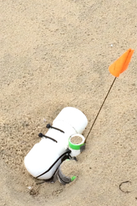 A sensor set up along a beach at Back Bay National Wildlife Refuge. (Photo courtesy of Back Bay NWS)
