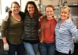The VIMS research team. From L: Rachel Sipler, Jenna Spackeen, Brianna Stanley, and Deborah Bronk. (Photo by K. Kenny)
