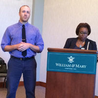 Steve Sechrist (left) and Kimberly Weatherly were among the administratots who spoke at the town hall.