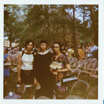 Janet Brown Strafer celebrating her graduation with her family in 1971.