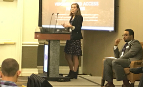 Kaylin Stigall ’16 presents the VFAN web site at a meeting of the National Governors Association.