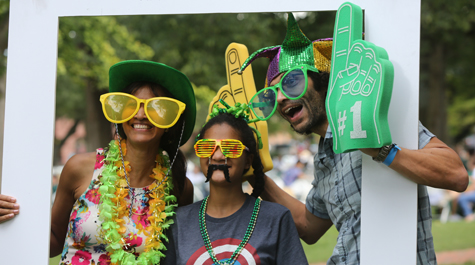 A family poses for a photo together. (Photo by Stephen Salpukas)