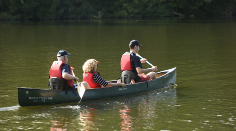 A family explores Lake Matoaka. (Photo by Stephen Salpukas)