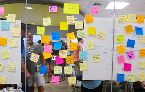 Teachers in the first cohort brainstorm during the 2018 Summer Academy. (Photo courtesy of the Center for Innovation in Learning Design)