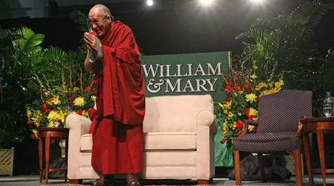 The Dalai Lama stressed the need for compassion during his presentation at William & Mary in 2012. (Photo by Stephen Salpukas)