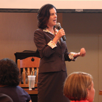 President Katherine A. Rowe addresses the audience.