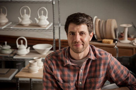 For Mike Jabbur, associate professor of ceramics in art and art history at William & Mary, teaching and creating his own utilitarian pottery inform one another.  (Photo by Eric Lusher) Click on the image above to see a photo gallery of Mike Jabbur's work.