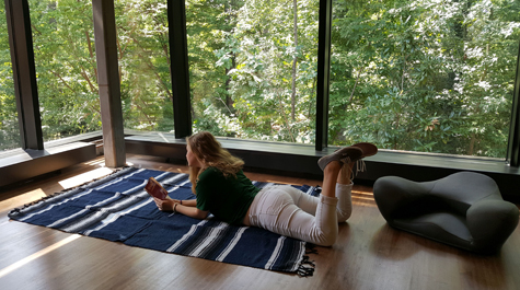 A student uses one of the multipurpose rooms in the building. (Photo by Jessica Raymond)