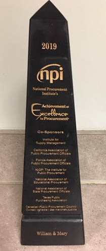 An achievement of excellence award in the shape of an obelisk