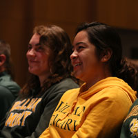 William & Mary students listen to Jill Ellis '88. (Photo by Stephen Salpukas)