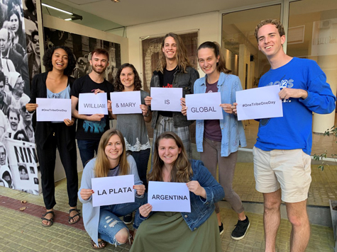 Students with the study-abroad program in La Plata, Argentina, were among the many members of the international W&M community who participated in One Tribe One Day. (Photo courtesy of the Reves Center for International Studies via Twitter)
