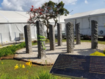 This memorial commemorates Belgian soldiers who lost their lives. The memorials gave students a new understanding of the depth of suffering and pain that occurred during the Rwandan Genocide Against the Tutsi. "It was an awakening moment for many of the students," Guttierez says. (Courtesy photo)