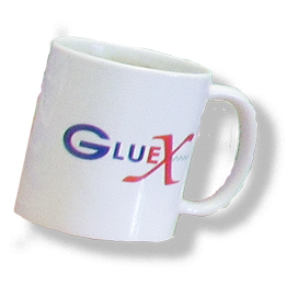 Photo of a coffee mug reading GlueX