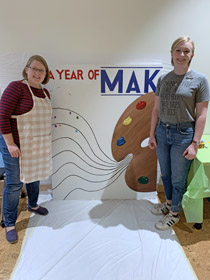 Alicia Phinny, circulation director for Williamsburg Regional Library (left), and Riley Aiken '20 (Photo by Kristen Popham '20) 