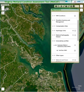 The Virginia Wetland Condition Assessment Tool (WetCAT) uses onsite and remotely-sensed data to model a wetland’s capacity to perform ecosystem services.