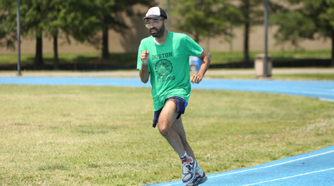 Michael Davis runs the track at Langley AFB.