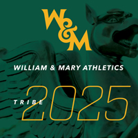 A graphic with the griffin statue in a green background with W&M William & Mary Athletics Tribe 2025 on top in text