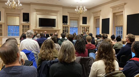 Provost Peggy Agouris opens the discussion. (GRI photo)