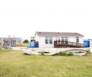 The exterior of a full-sized test house at the University of Texas at Austin. (Photo by Carrie Richmond)