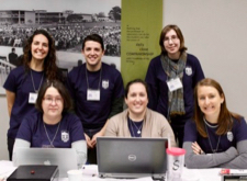 McGuire Nuss (tan sweater) volunteers with a group of VIMS colleagues as part of the annual Blue Crab Bowl marine knowledge competition. (Editor's note: This photo was taken before COVID-19.)