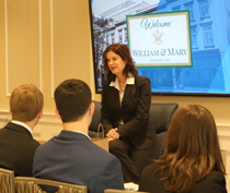 President Katherine A. Rowe speaks to students. (Photo by Stephen Salpukas)