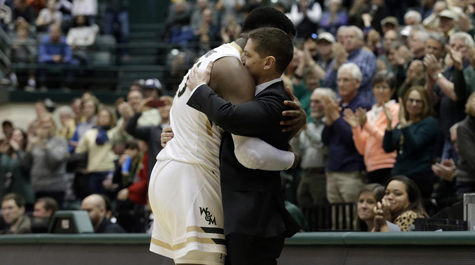 Nathan Knight and Dane Fischer hug