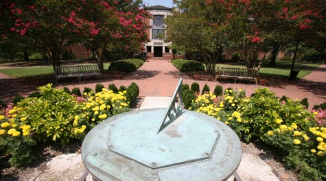 Sundial with Swem Library in background
