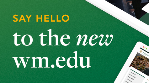 A graphic says say hello to the new wm.edu