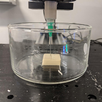 A 3D printer emits material