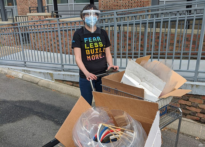 An entrepreneurial, engineering-based mindset allowed one William & Mary class to make a real contribution to the fight against the COVID-19 pandemic during its second week of online instruction. Face shields produced by the class were provided to first responders throughout the local community. 