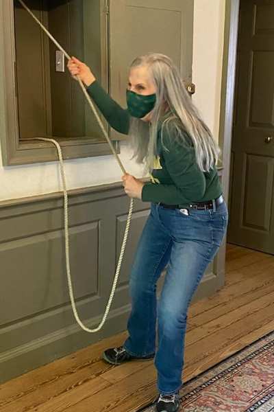 Elsie Woodward '21 signaled the last day of classes with a ringing of the Wren bell.