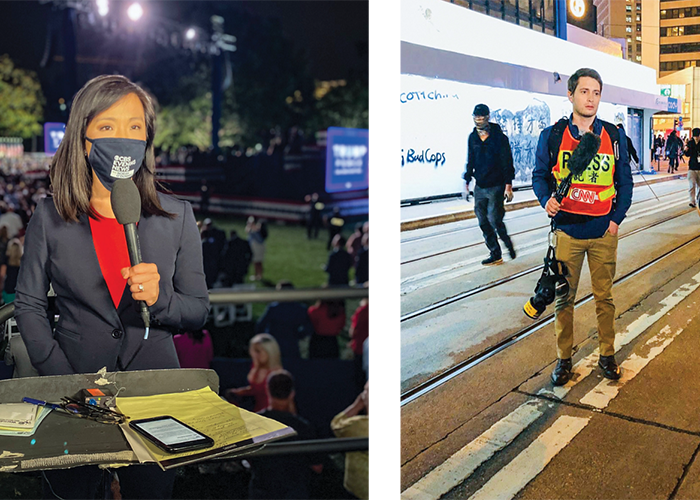 CBS News White House Correspondent Weijia Jiang ’05 and CNN International Correspondent David Culver ’09 have been on the front lines of reporting the COVID-19 pandemic.