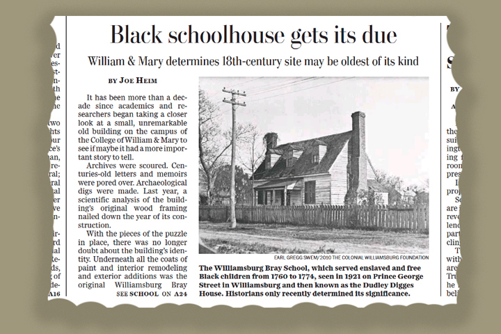 After decades of research, W&M faculty earn national spotlight for Bray School discovery - Vimarsana News