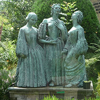 Bronte Sisters statue at Haworth Parsonage