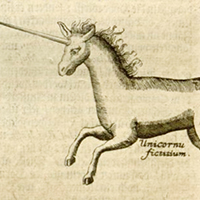 Archival drawing of a unicorn 