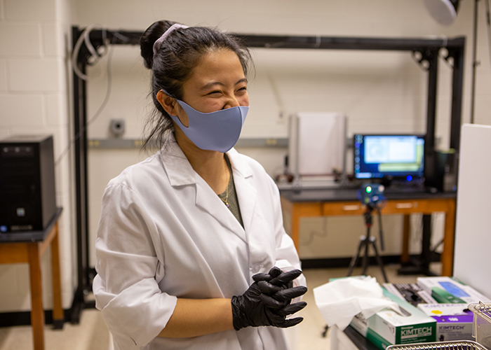 Mai Ishikawa, a second-semester freshman at W&amp;M, works as a researcher in the Del Negro Locomotion Lab. (Photo by Danielle Desjardins)