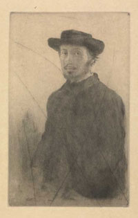 Edgar Degas: Self-portrait by Edgar Degas (1857), etching and drypoint, from the canceled plate (Photo courtesy of Muscarelle Museum of Art)