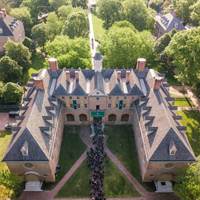An aerial view of the Wren Building