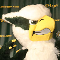 The Griffin mascot strikes a pose