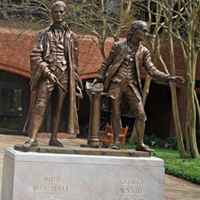 The statue outside of the law school