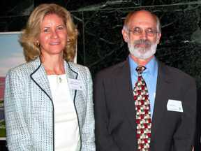 Kathryn McQuade, Executive VP-Planning and CIO for Norfolk Southern, (L) and VIMS Dean and Director John Wells.